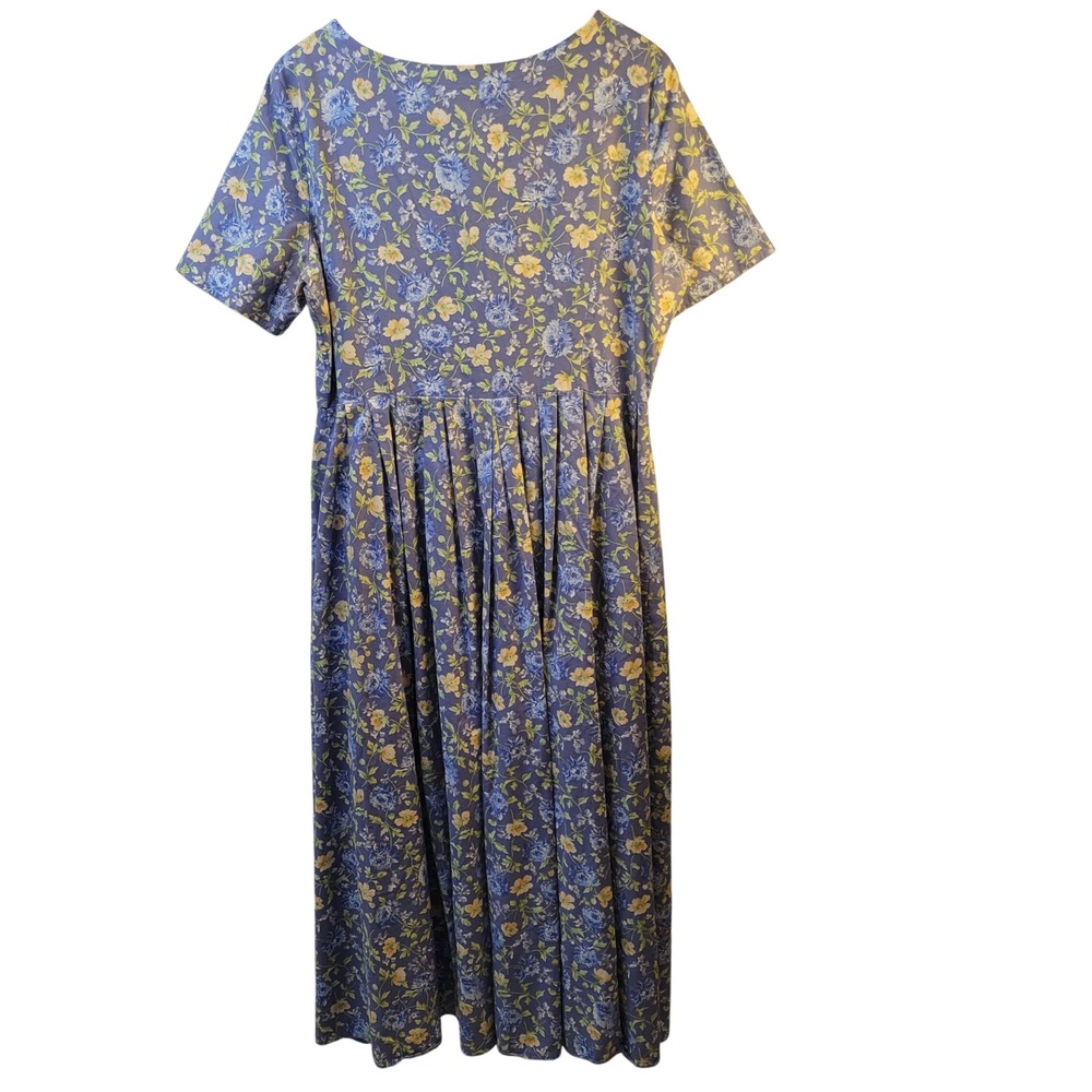 Vtg Laura Ashley Made in UK Floral Cotton Prairie Cottage Midi Dress Women 14 - Picture 10 of 15